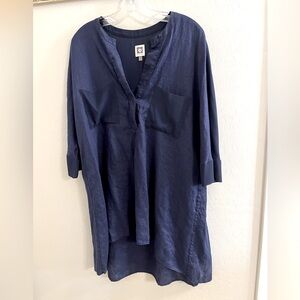 Anne Klein linen tunic top 1X